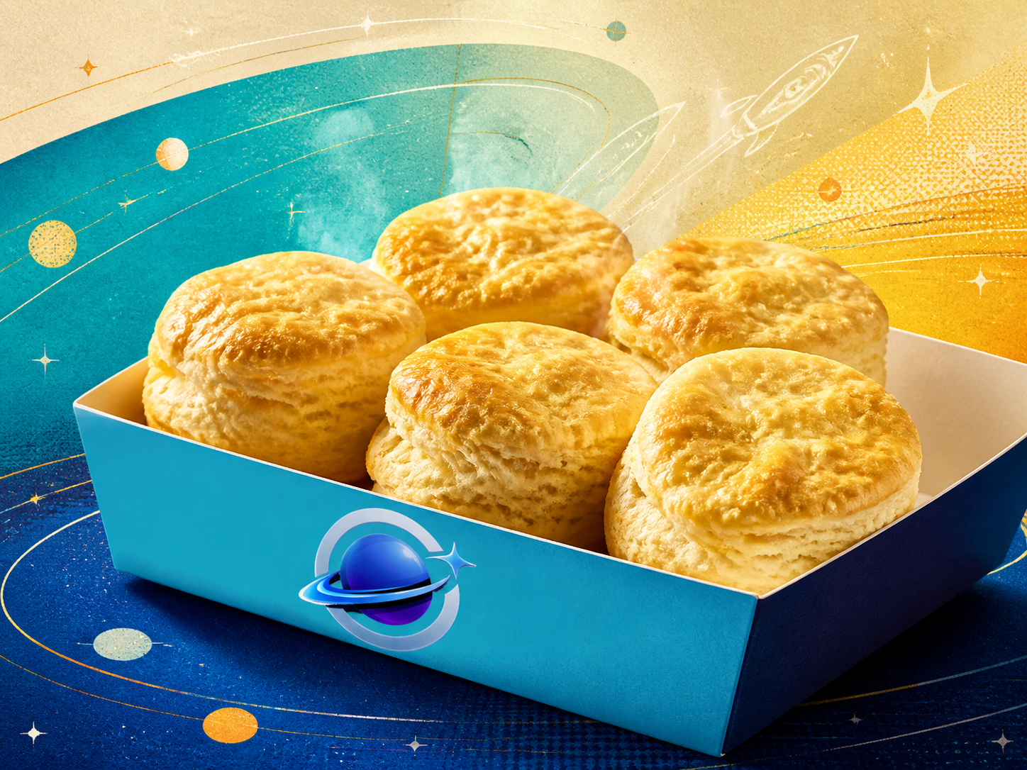 Golden biscuits in an Orbit tray